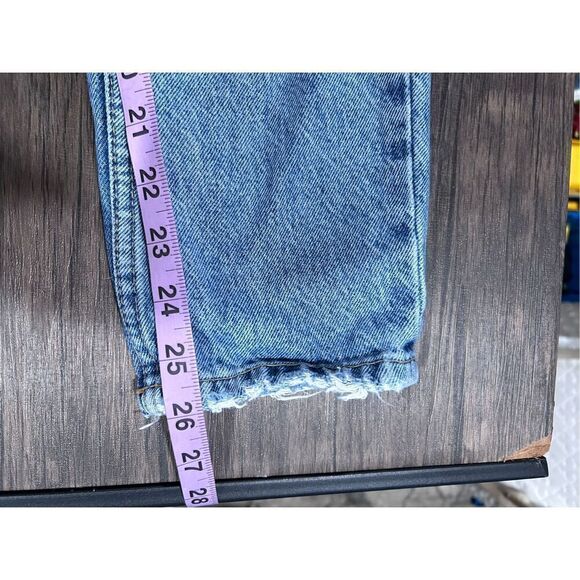 Zara 5 Pocket Design Distressed Ripped Denim Straight Jeans Blue Size 4 - Picture 10 of 11